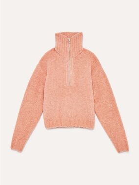 Aritzia Wilfred Free Gwyneth Cropped Quarter-Zip Sweater in Peach